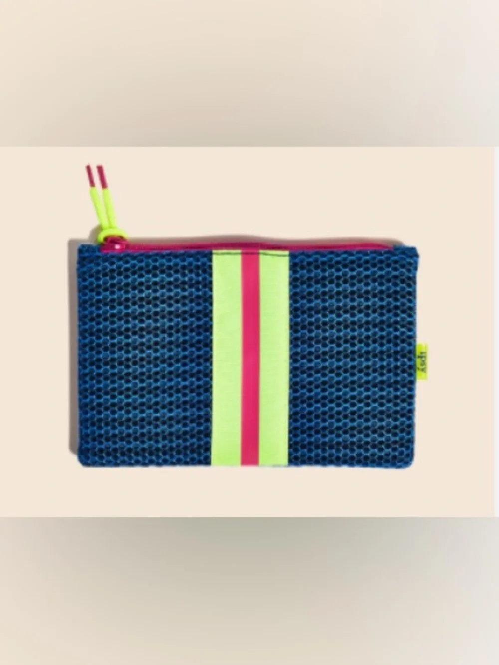 Ipsy Mesh Cosmetic Pouch Neon Blue Lime Pink Makeup Bag Athleisure Zip Case